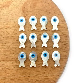 5pcs/pack de Moda Concha de Mar Natural Solta Esferas de Peixes em Forma de Cor Branca 8x15mm Tamanho DIY para Fazer Colar Braceletes Brincos