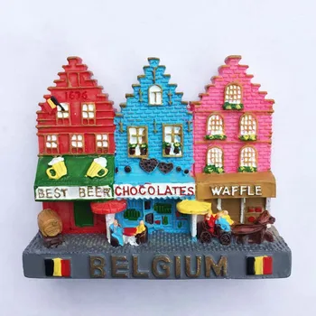 Bélgica Rainbow Street View Turismo de lembranças Artesanato tridimensional Ímã Ímã de Geladeira 0