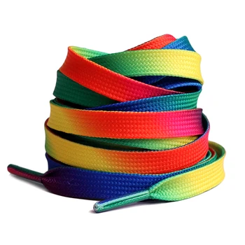 Novo 2Pair arco-íris de Laços de Gradiente de Impressão Plana sapatos de Lona Atacador Criança Mulheres Homens Casual Colorido Cadarços de Sapato, Acessórios